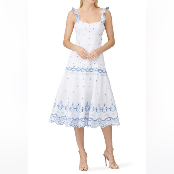 Jonathan Simkhai Eyelet Embroidered Bustier Midi Dress - Picture 2 of 15